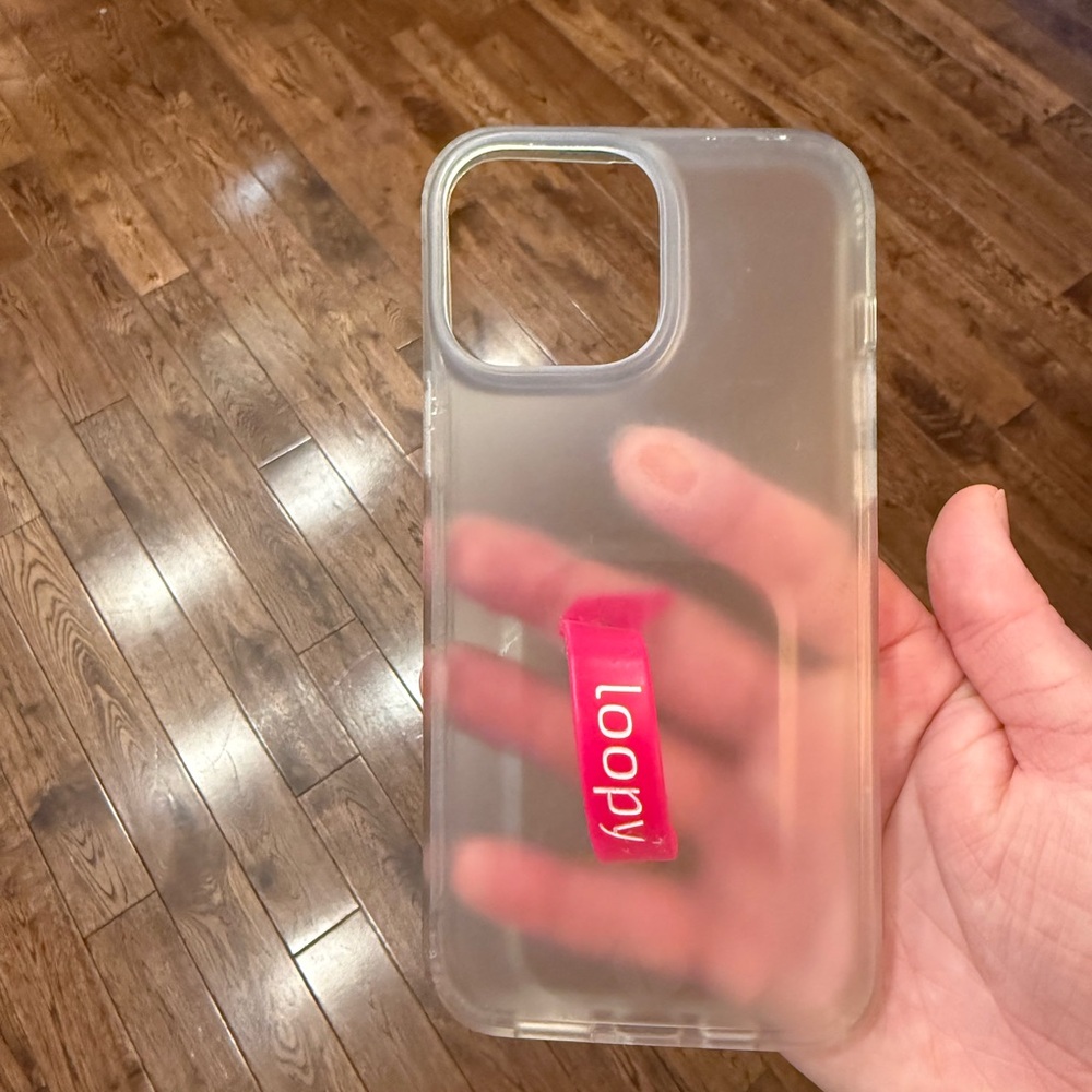 Loopy Case Clear Phone Case with Pink Loop iPhone 13 Pro Max